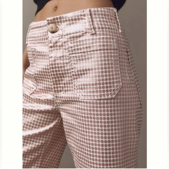 Maeve by Anthropologie The Colette Pink and White Metallic Polka Dot Pants - Picture 3 of 14